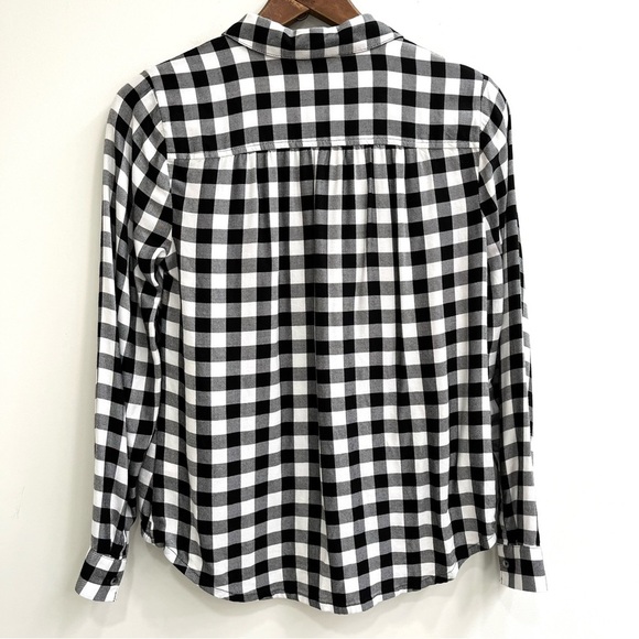 Madewell wrap front shirt in Buffalo check black white size viscose small j8069 - Picture 3 of 14